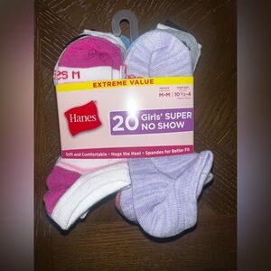 Girls No Show Socks Pack, 20 Pairs, Stay-Put Low-Cut Girls' Socks, Medium